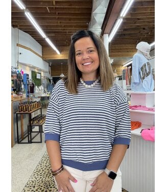 TEXTURED STRIPE KNIT TOP
