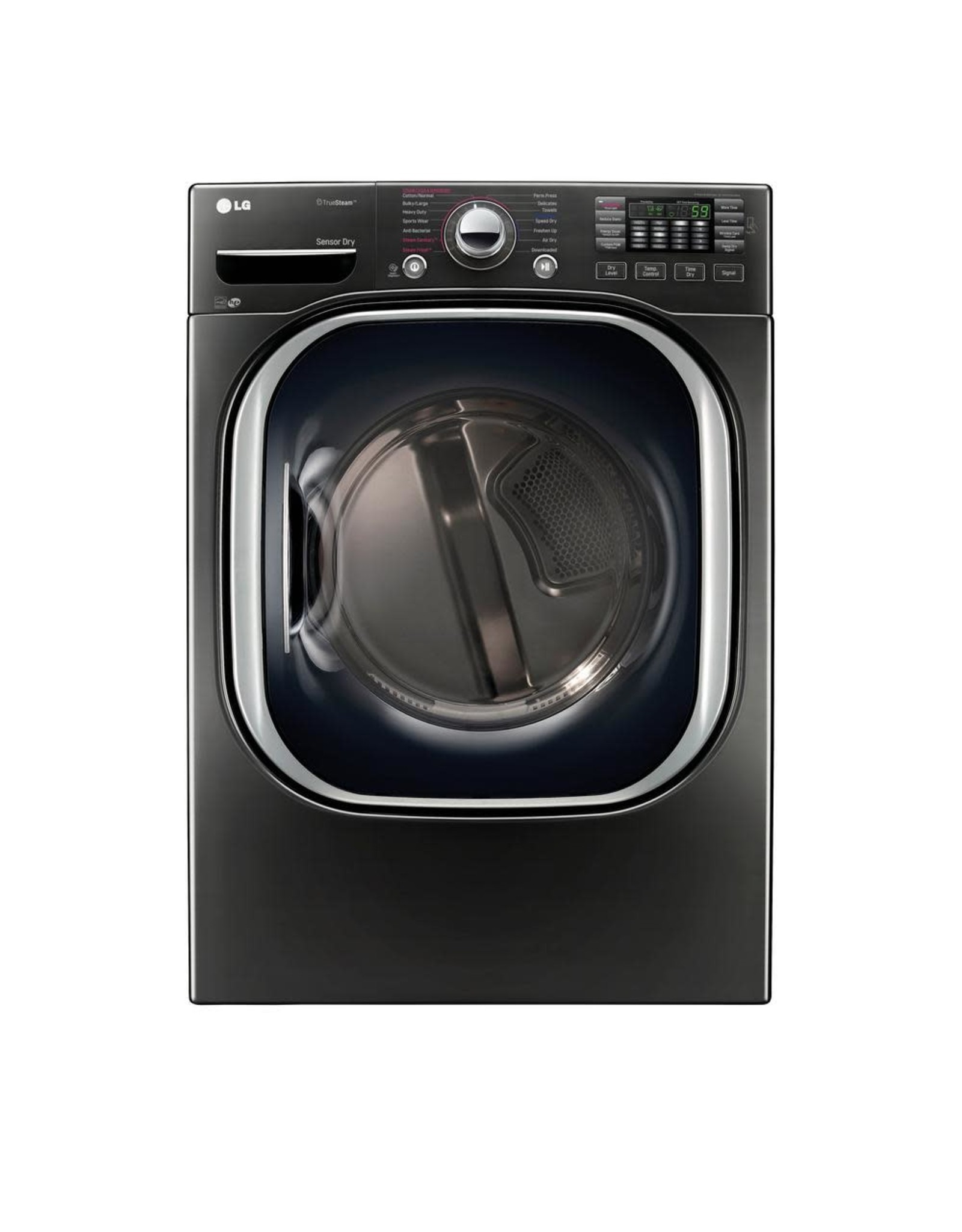 LG Electronics DLEX4370K 7.4 cu. ft. PrintProof Black Stainless Steel Stackable Front Load Electric Dryer with TurboSteam, Pedestal Compatible