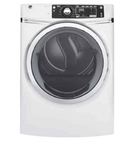 GE GFD48ESSKWW 8.3 cu. ft. 240 Volt White Stackable Electric Vented Dryer with Steam, ENERGY STAR