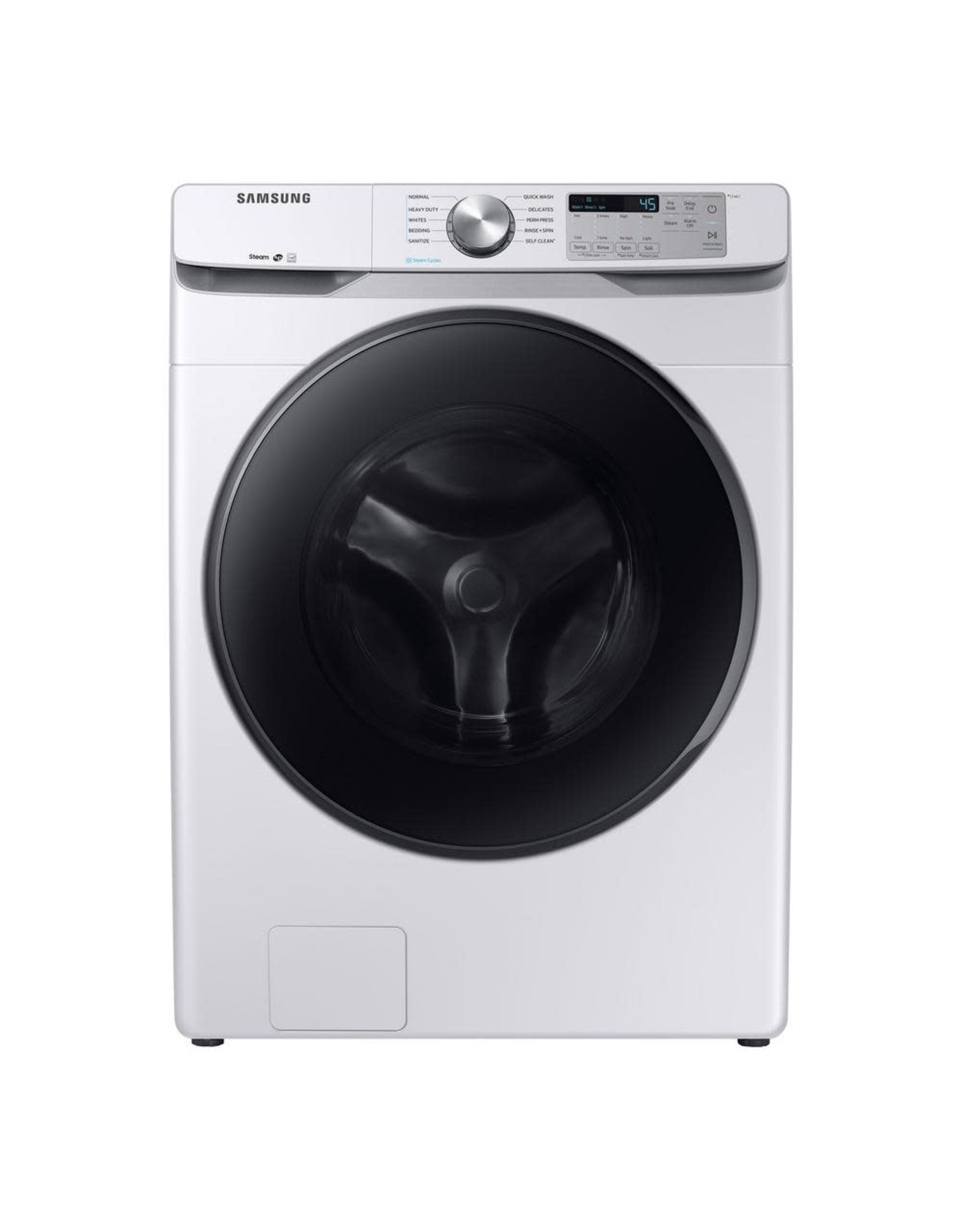 SAMSUNG WF45R6100AW 4.5 cu. ft. High-Efficiency White Front Load Washing Machine with Steam, ENERGY STAR