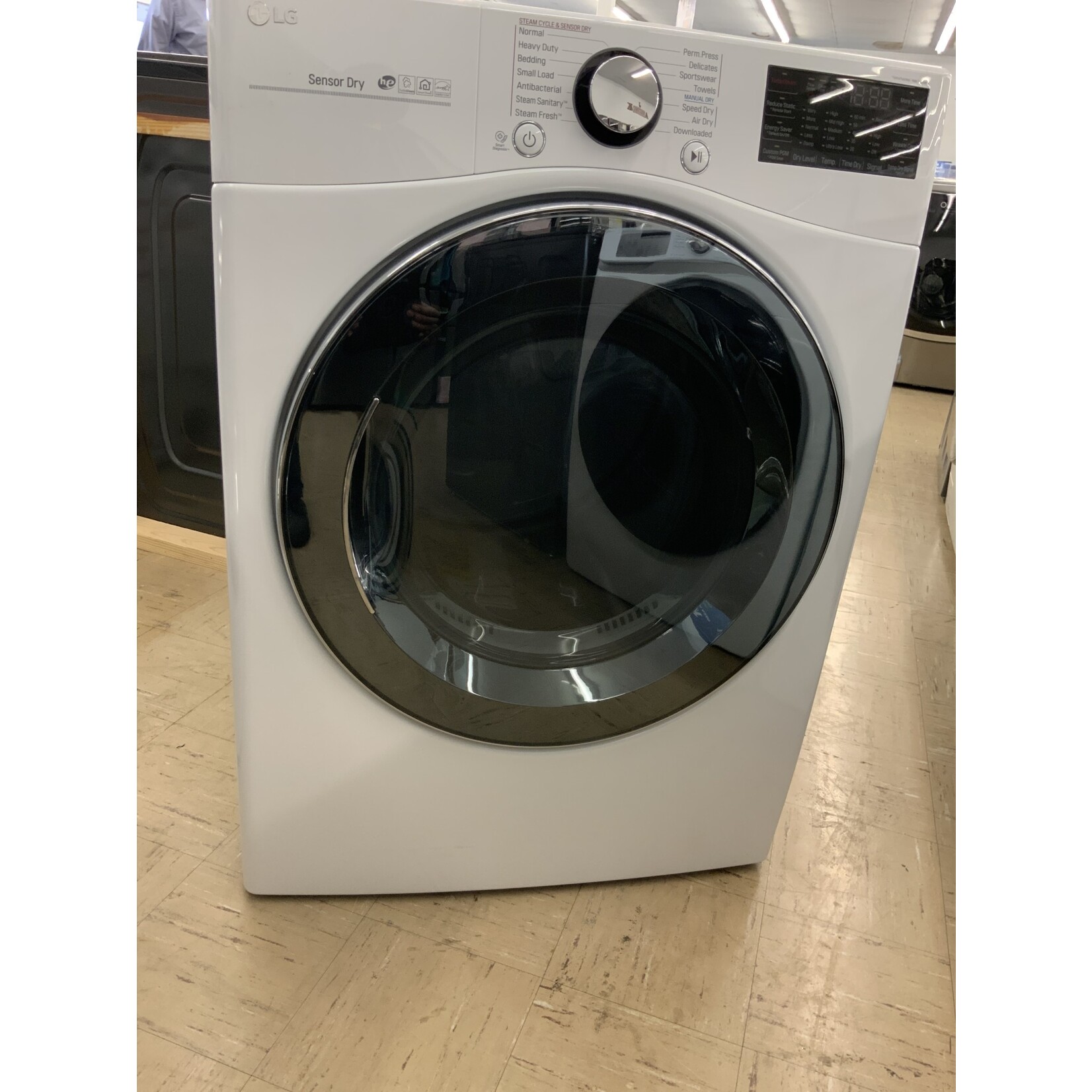LG Electronics DLEX3900W 7.4 cu. ft. Ultra Large Smart Stackable Front Load Electric Dryer w/ TurboSteam, SensorDry, Pedestal Compatible in White