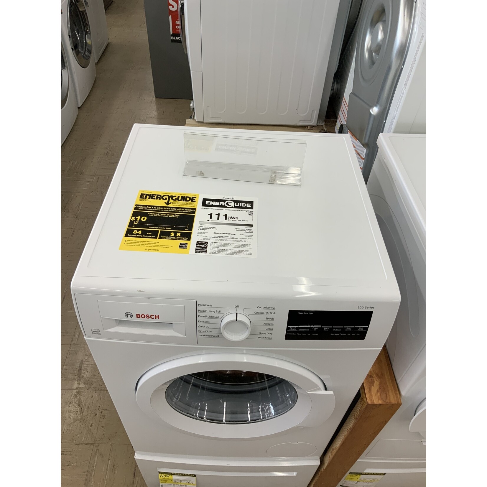 BOSCH #WAT28400UC 300 Series 24 in. 2.2 cu. ft. 240-Volt White High-Efficiency Front Load Compact Washer, ENERGY STAR
