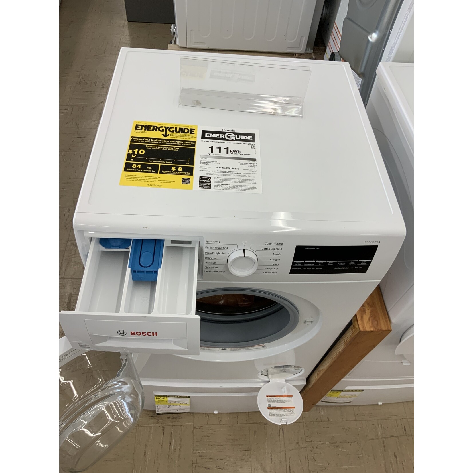 BOSCH #WAT28400UC 300 Series 24 in. 2.2 cu. ft. 240-Volt White High-Efficiency Front Load Compact Washer, ENERGY STAR