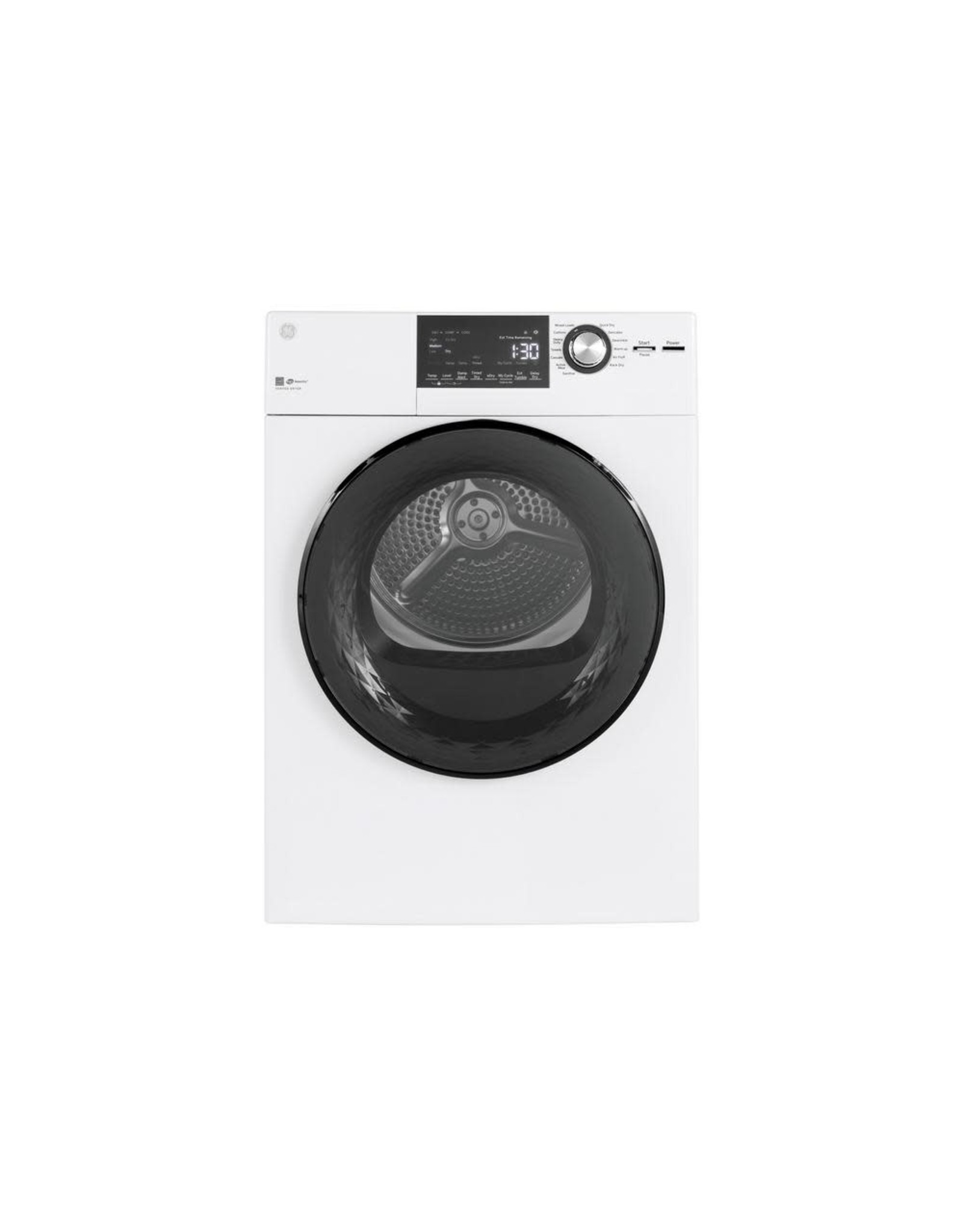 GFD14ESSN2W GE 4.3 cu. ft. 240 Volt White Electric Dryer with Stainless Steel Basket, ENERGY STAR