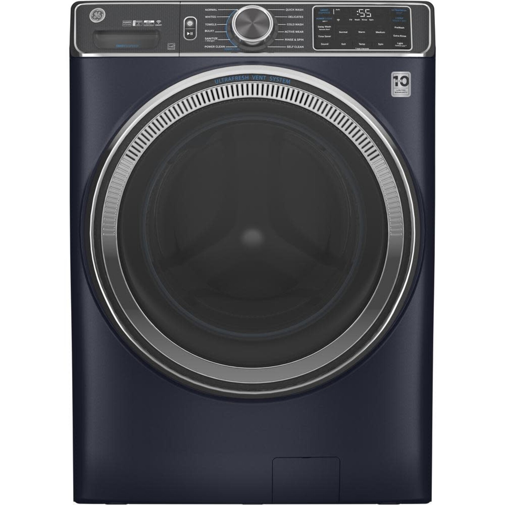GE GFW850SPNRS GE 5.0 cu. ft. Sapphire Blue Front Load Washing Machine with OdorBlock UltraFresh Vent System with Sanitize and Allergen [ one year cps warranty ]