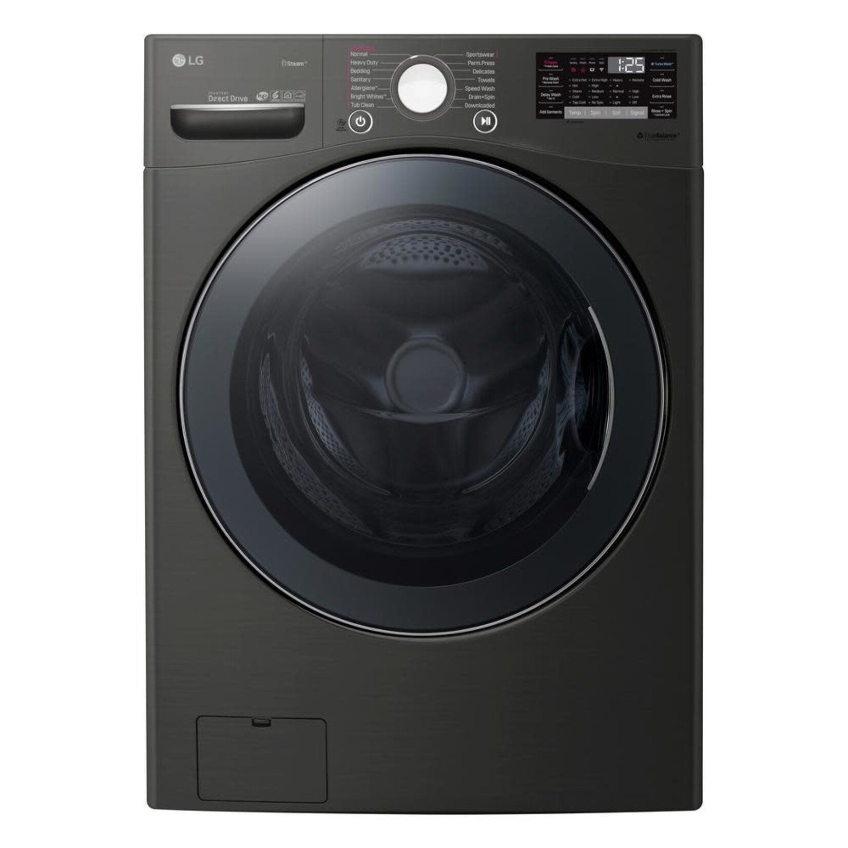 LG Electronics WM3900HBA /666 4.5 cu. ft HE Ultra Large Smart Front Load Washer with TurboWash360, Steam & Wi-Fi in Black Steel, ENERGY STAR