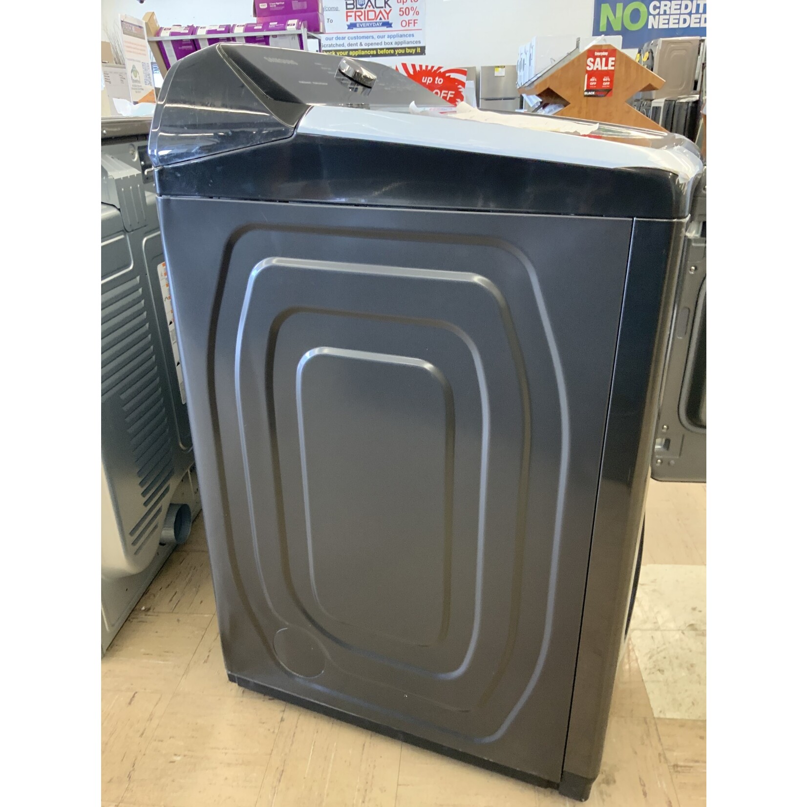 SAMSUNG DVE50R5400V Samsung 7.4 cu. ft. Fingerprint Resistant Black Stainless Electric Dryer with Steam Sanitize+