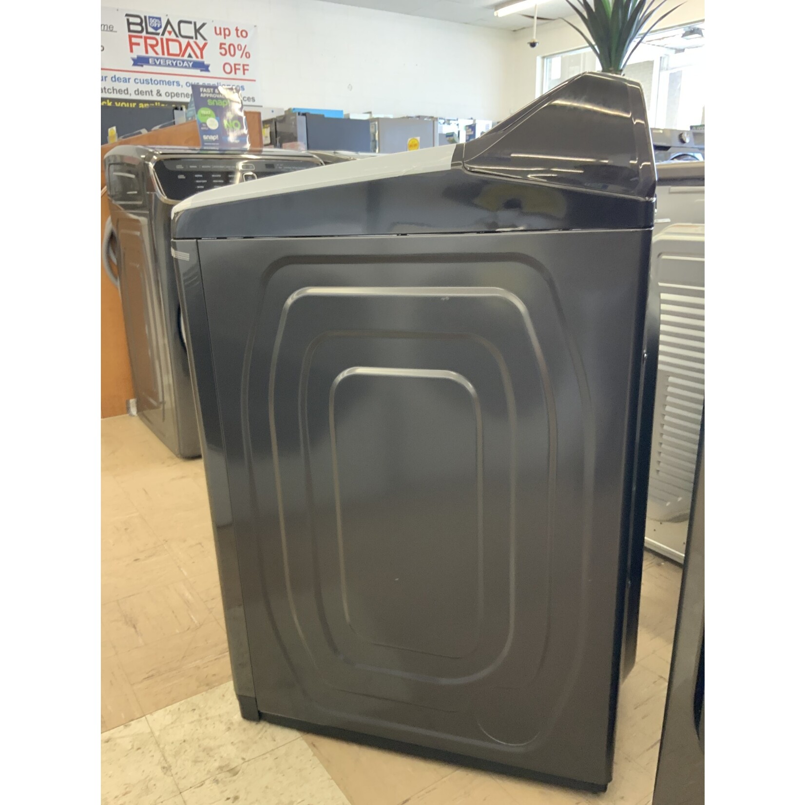 SAMSUNG DVE50R5400V Samsung 7.4 cu. ft. Fingerprint Resistant Black Stainless Electric Dryer with Steam Sanitize+
