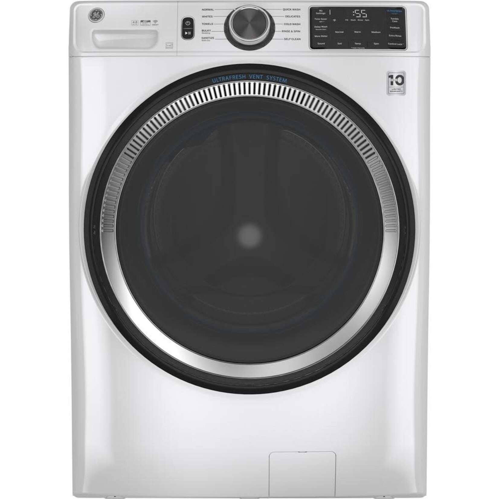GE GFW550SSNWW GE UESD  32 in. 4.8 cu. ft. White Front Load Washing Machine with OdorBlock UltraFresh Vent System and Sanitize with Oxi