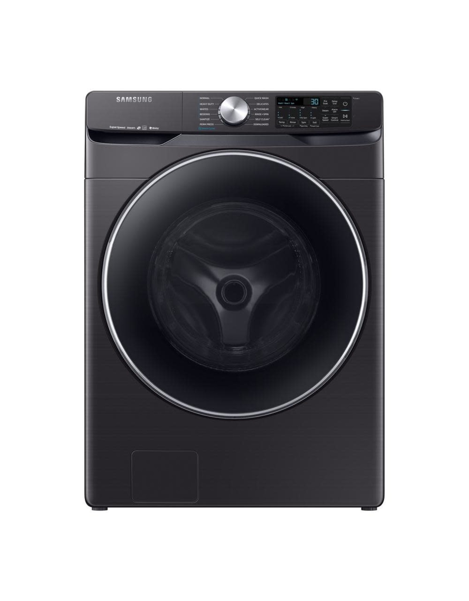 SAMSUNG WF45R6300AV 4.5 cu. ft. High-Efficiency Fingerprint Resistant Black Stainless Front Load Washing Machine with Steam and Super Speed