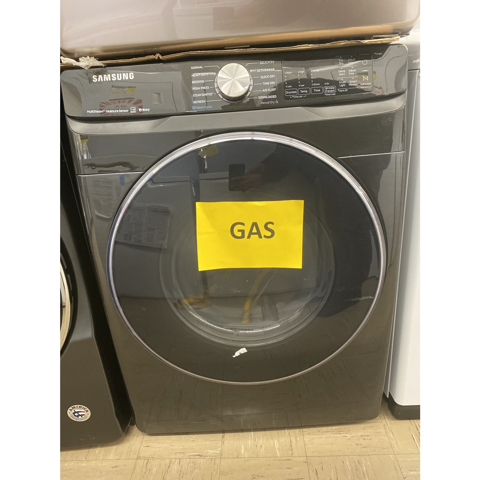 SAMSUNG DVG45R6300V 7.5 cu. ft. Fingerprint Resistant Black Stainless Gas Dryer with Steam Sanitize+