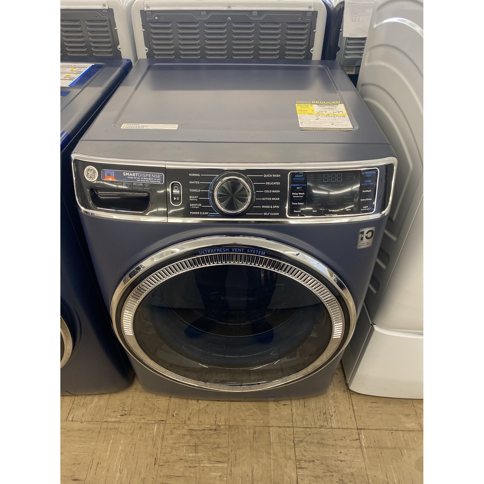 GE GFW850SPNRS GE 5.0 cu. ft. Sapphire Blue Front Load Washing Machine with OdorBlock UltraFresh Vent System with Sanitize and Allergen [ one year cps warranty ]