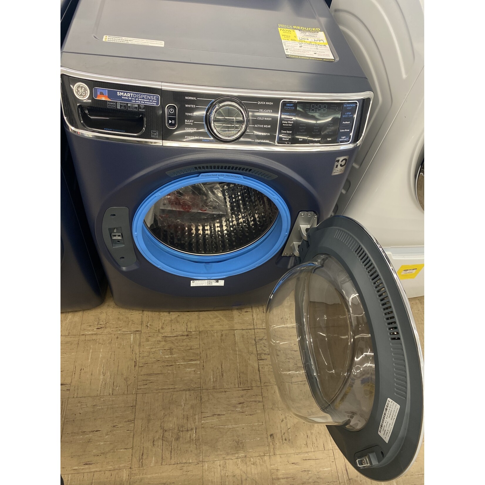 GE GFW850SPNRS GE 5.0 cu. ft. Sapphire Blue Front Load Washing Machine with OdorBlock UltraFresh Vent System with Sanitize and Allergen [ one year cps warranty ]