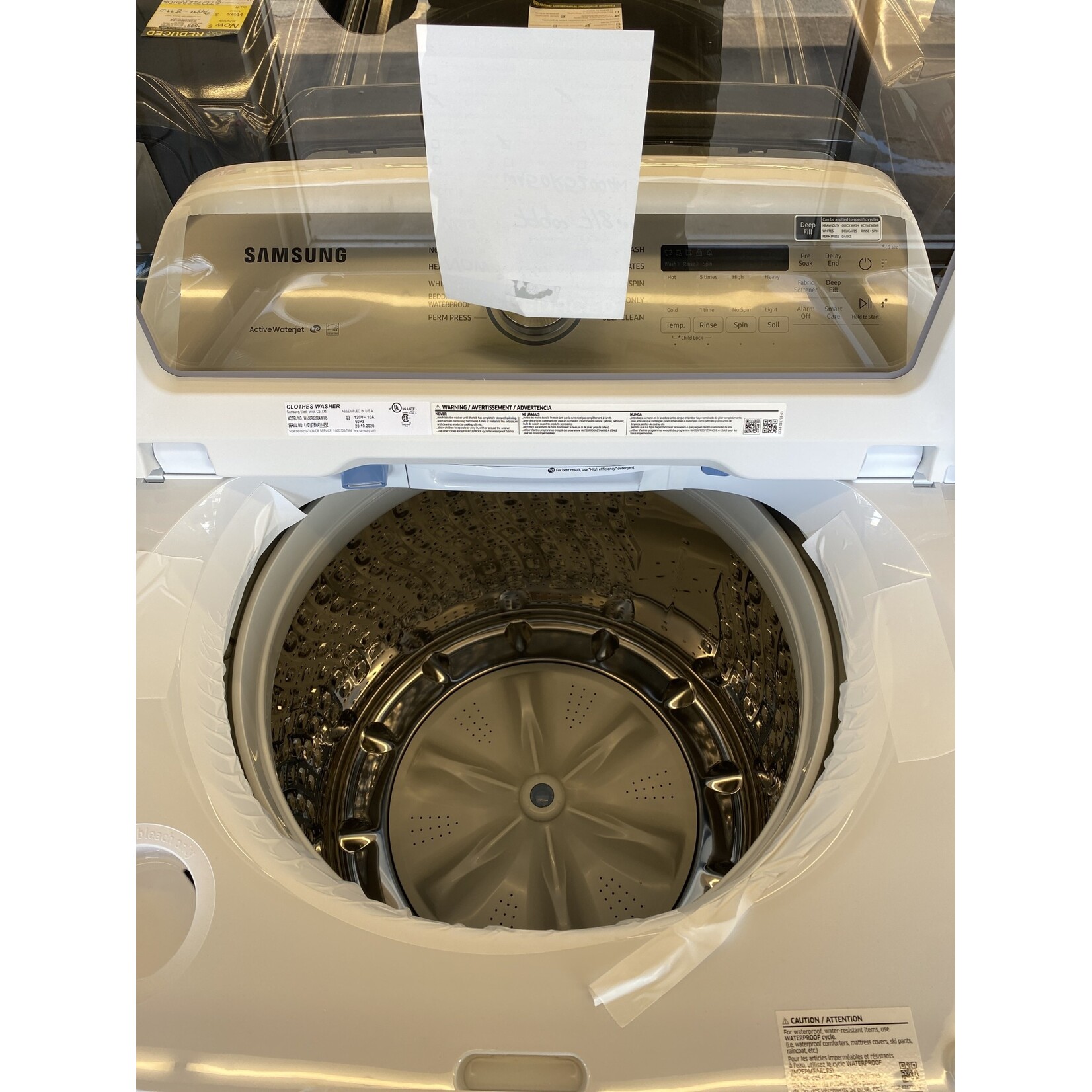 SAMSUNG WA50R5200AW used 15 days  days store warranty used  5.0 cu. ft. Hi-Efficiency White Top Load Washing Machine with Active Water Jet, ENERGY STAR
