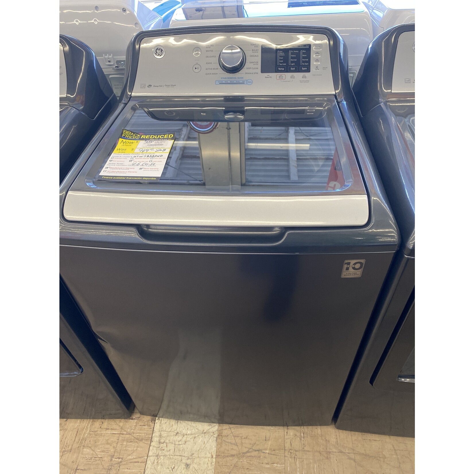 GE GTW725BPNDG 4.6 cu. ft. High-Efficiency Diamond Gray Top Load Washing Machine with FlexDispense and Sanitize with Oxi, ENERGY STAR