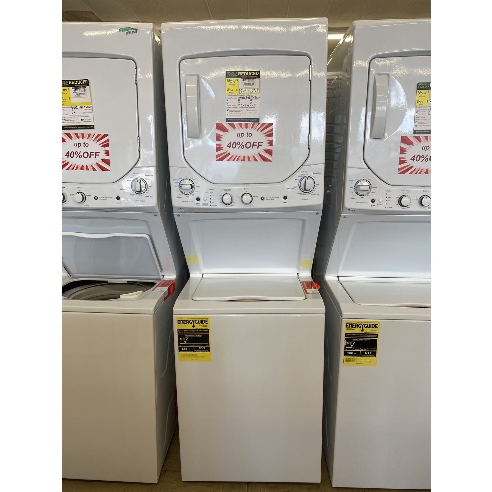 GE GE White Laundry Center with 2.3 cu. ft. Washer and 4.4 cu. ft. 240-Volt Vented Electric Dryer