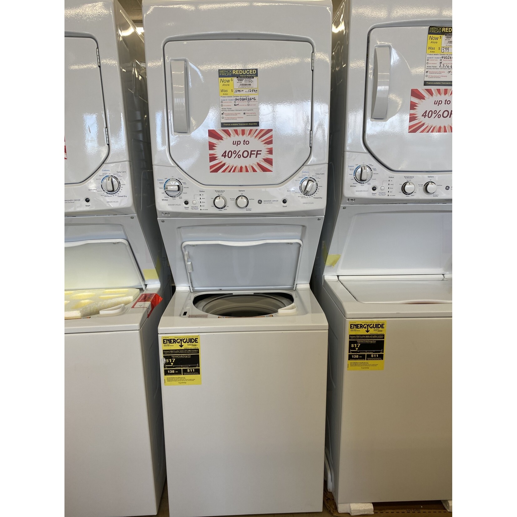 GE #GUD24ESSMWW - GE Unitized Spacemaker® 2.3 cu. ft. Capacity Washer with Stainless Steel Basket and 4.4 cu. ft. Capacity Electric Dryer (CPS warranty)