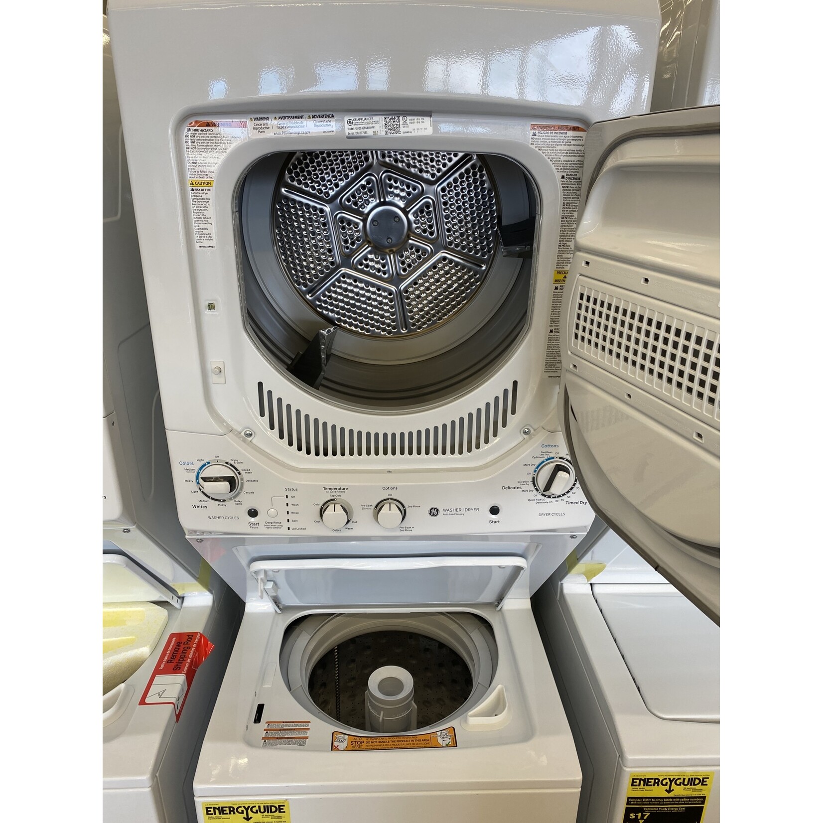 GE #GUD24ESSMWW - GE Unitized Spacemaker® 2.3 cu. ft. Capacity Washer with Stainless Steel Basket and 4.4 cu. ft. Capacity Electric Dryer (CPS warranty)