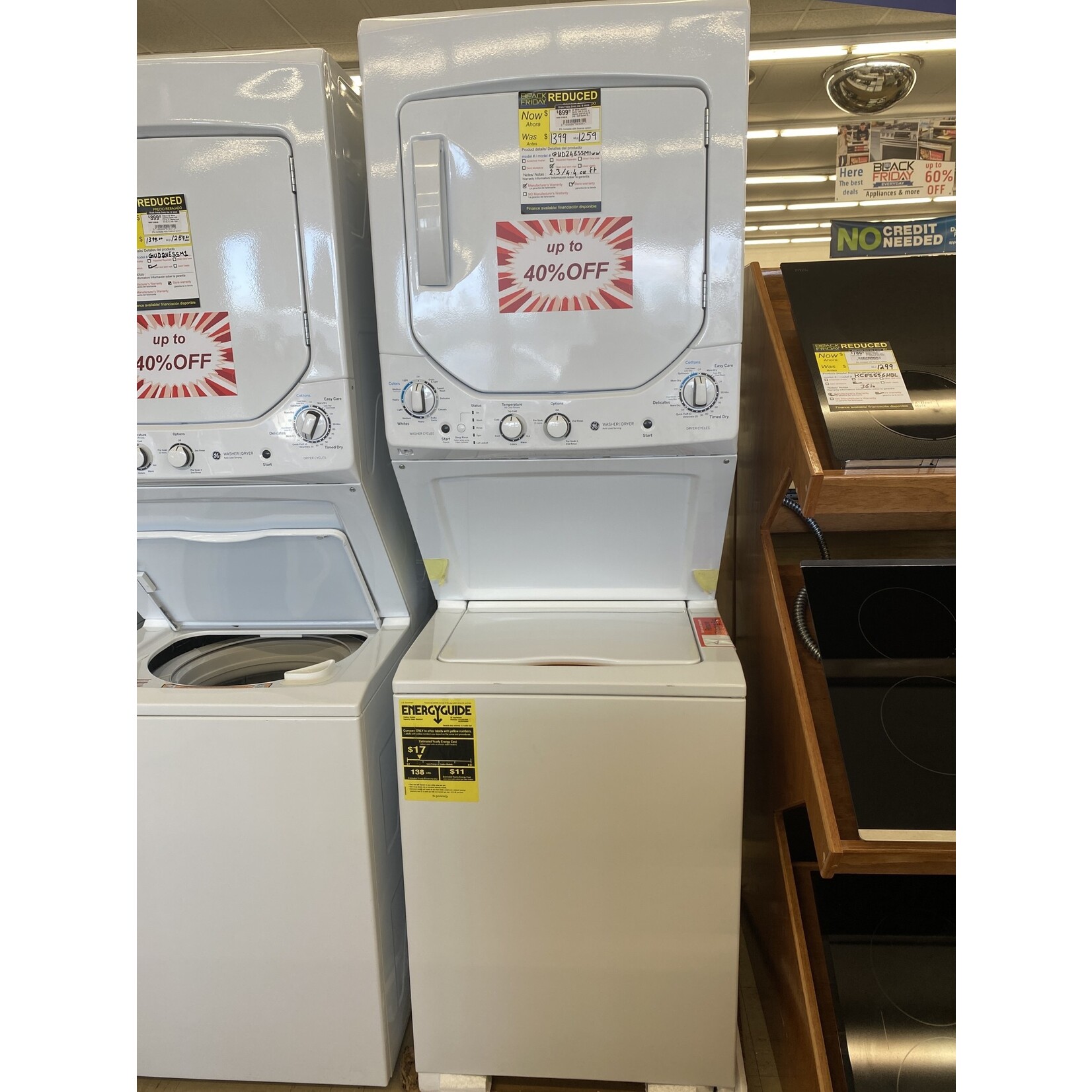GE GE White Laundry Center with 2.3 cu. ft. Washer and 4.4 cu. ft. 240-Volt Vented Electric Dryer