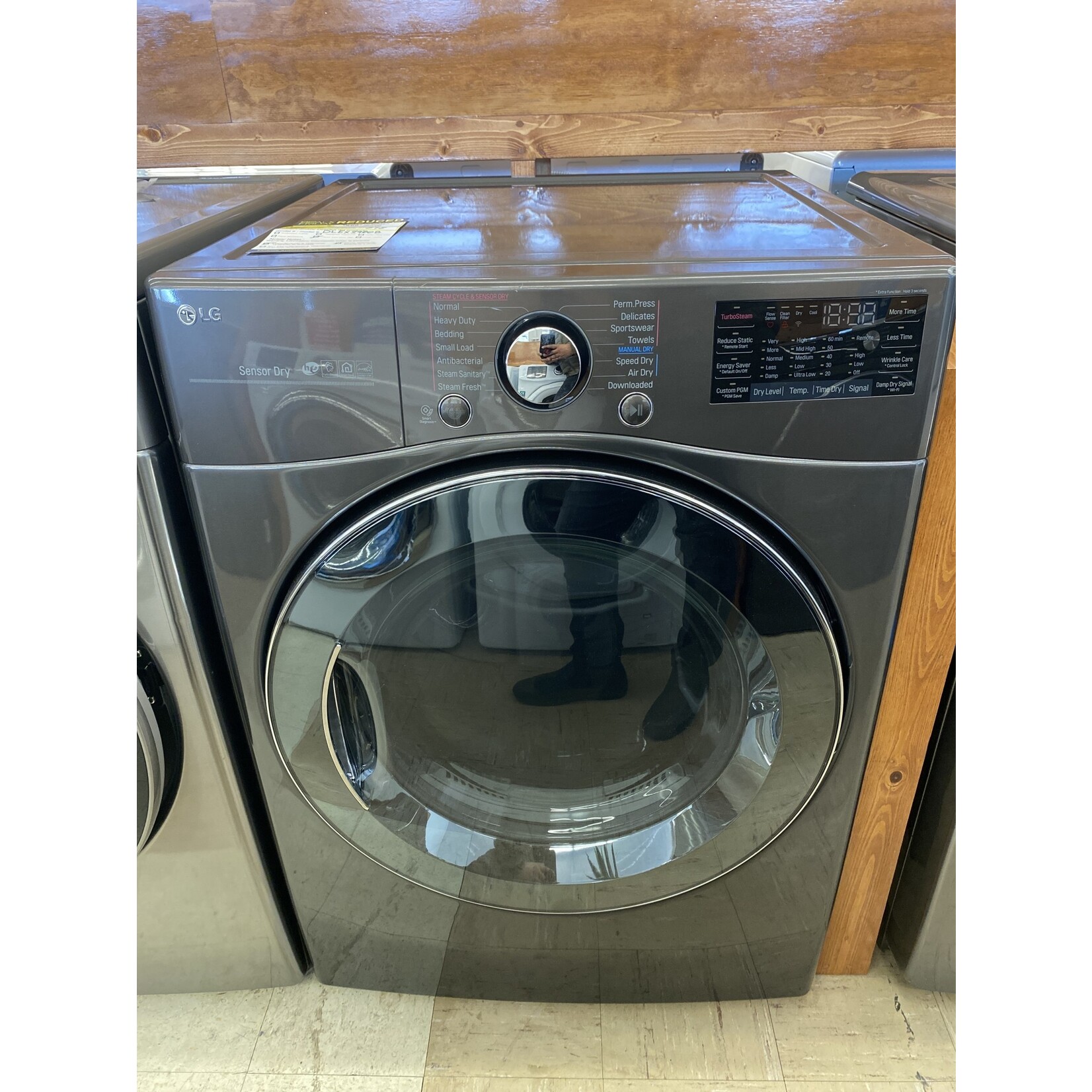 LG Electronics DLEX3900B 7.4 cu. ft Large Smart Stackable Front Load Electric Dryer w/ TurboSteam, Sensor Dry, Pedestal Compatible in Black Steel