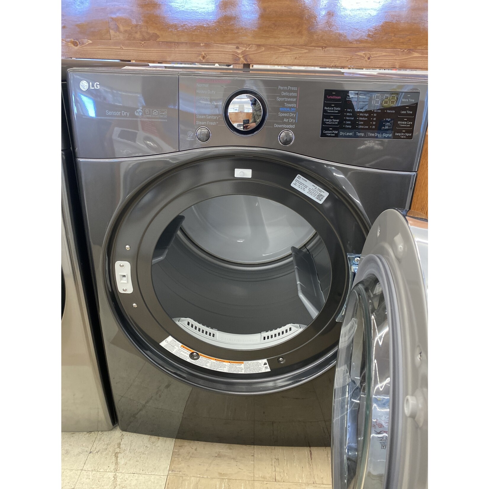LG Electronics DLEX3900B 7.4 cu. ft Large Smart Stackable Front Load Electric Dryer w/ TurboSteam, Sensor Dry, Pedestal Compatible in Black Steel