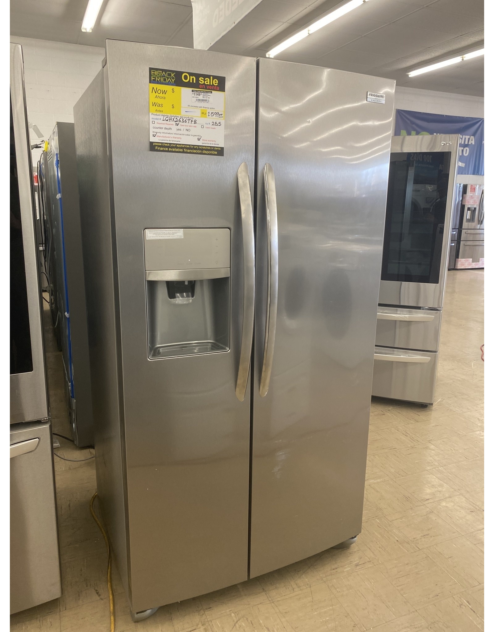 Lghx2636tf Frigidaire Gallery 25 5 Cu Ft Side By Side Refrigerator With Ice Maker Smudge Proof Stainless Steel Energy Star Black Friday