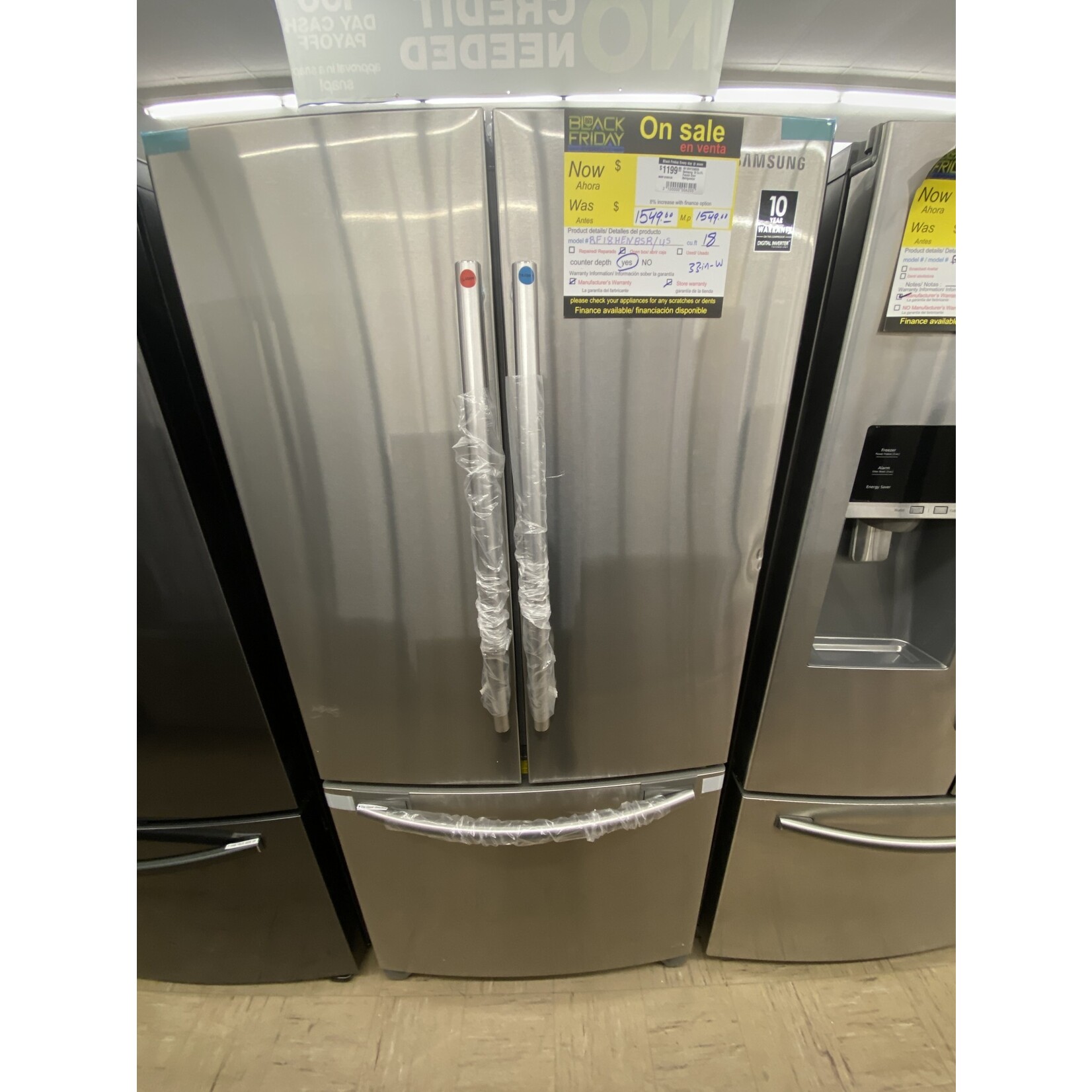 SAMSUNG RF18HFENBSR Samsung 18 Cu.Ft. French Door Refrigerator
