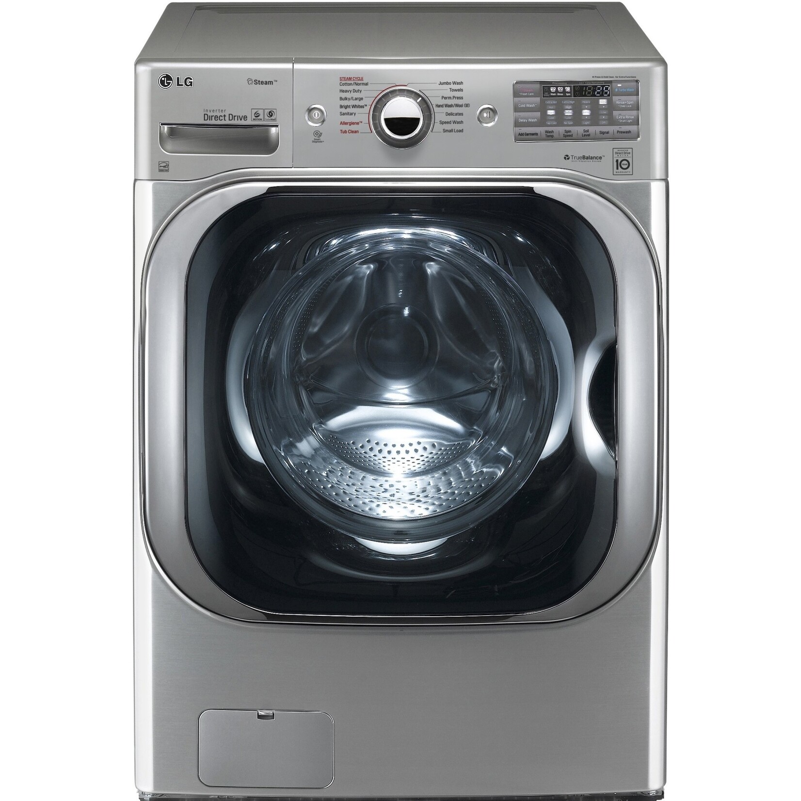 LG Electronics WM8100HVA 5.2 cu. ft. High Efficiency Mega Capacity Front Load Washer with Steam and TurboWash in Graphite Steel, ENERGY STAR one year cps warrant
