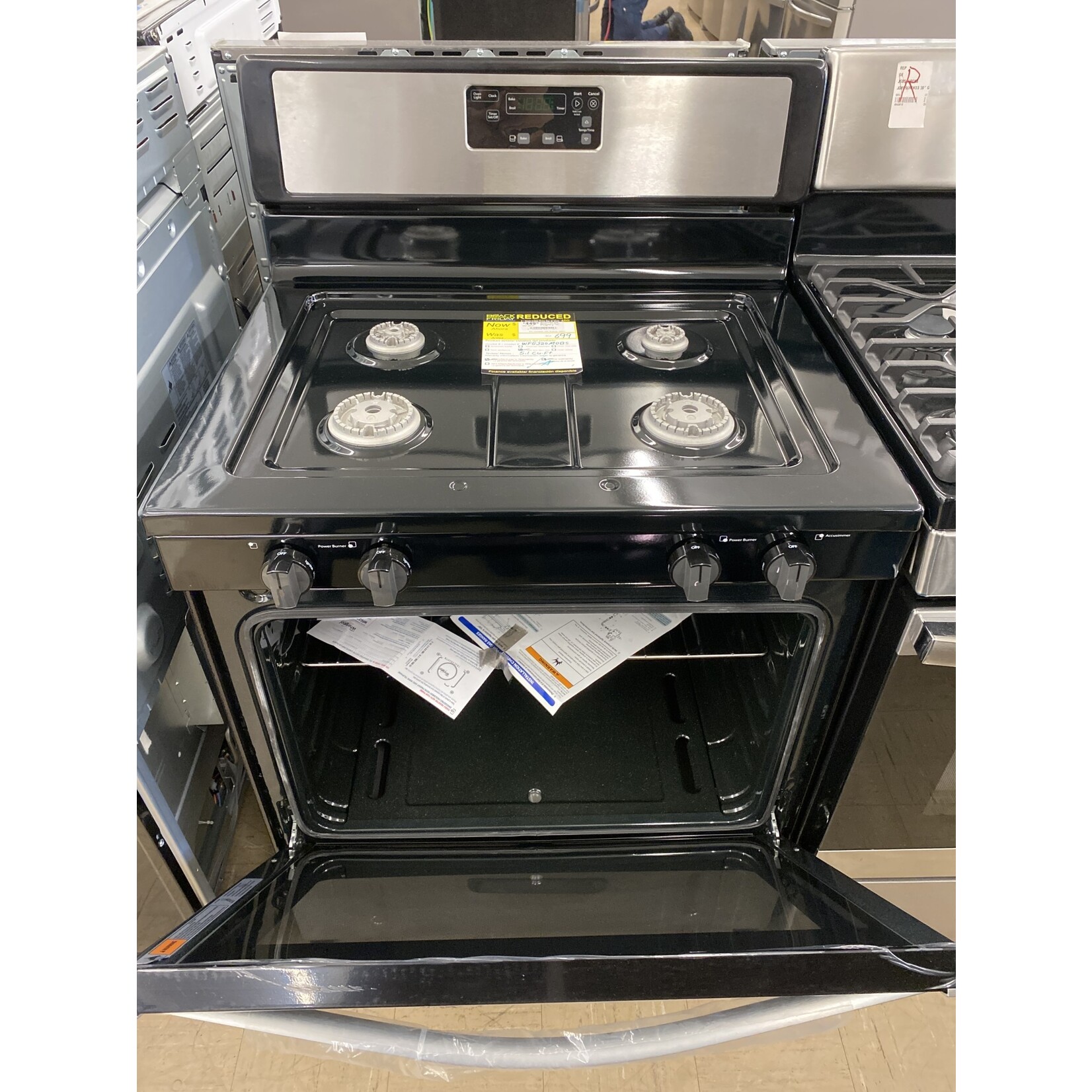 WFG320M0BS WHR Ranges - 5.1 CU FT, STD CLEAN, 2-15K, 1-9.5K, 1-5