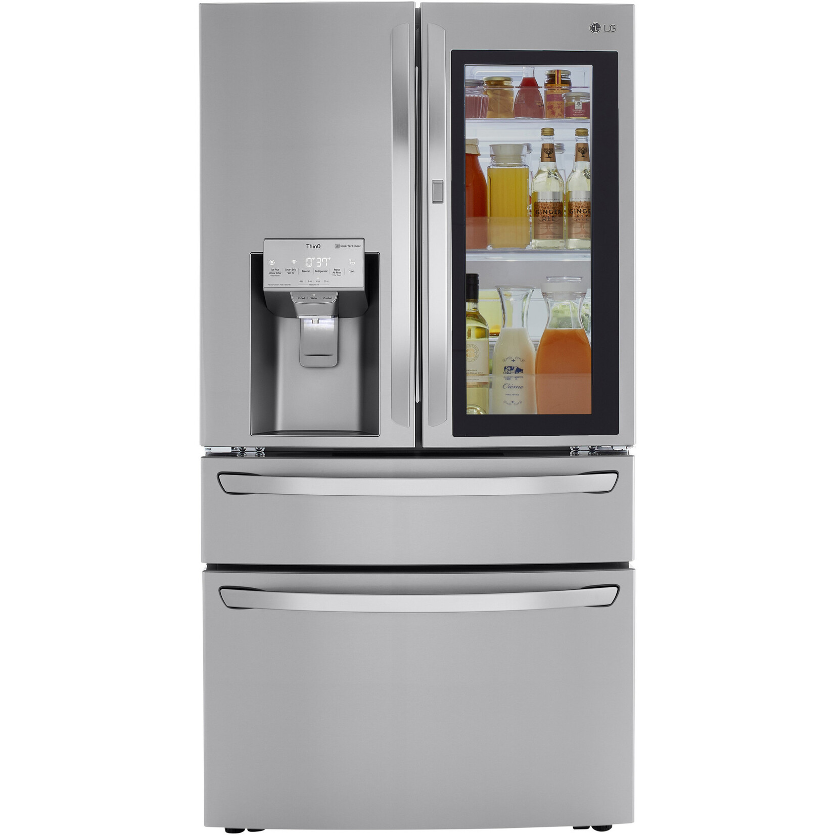 LG Electronics LRMVC2306S 23.cu. ft. Smart French Door Refrigerator InstaView Door-In-Door Dual and Craft Ice in PrintProof Stainless