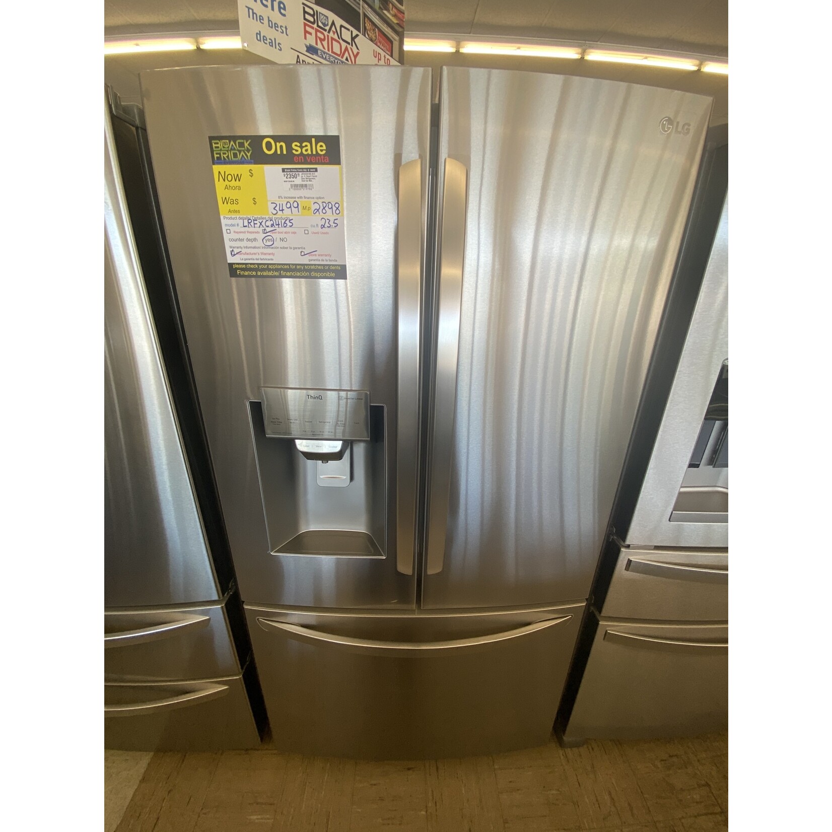 LG Electronics LRFXC2416S 23.5 cu. ft. Smart French Door Refrigerator, Dual Ice Makers with Craft Ice in PrintProof Stainless Steel, Counter Depth