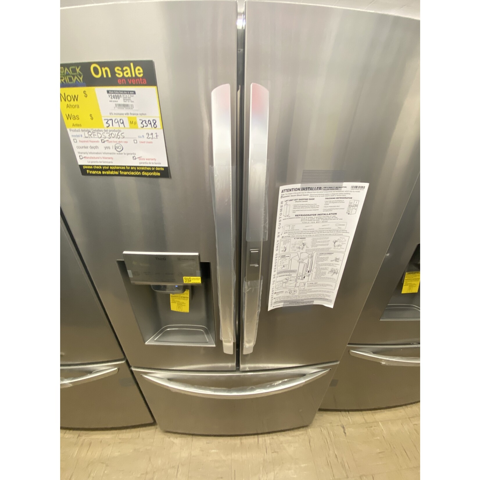 LG Electronics *LRFDS3016S 29.7 cu. ft. Smart French Door Refrigerator, Door-In-Door, Dual Ice Makers with Craft Ice in PrintProof Stainless Steel