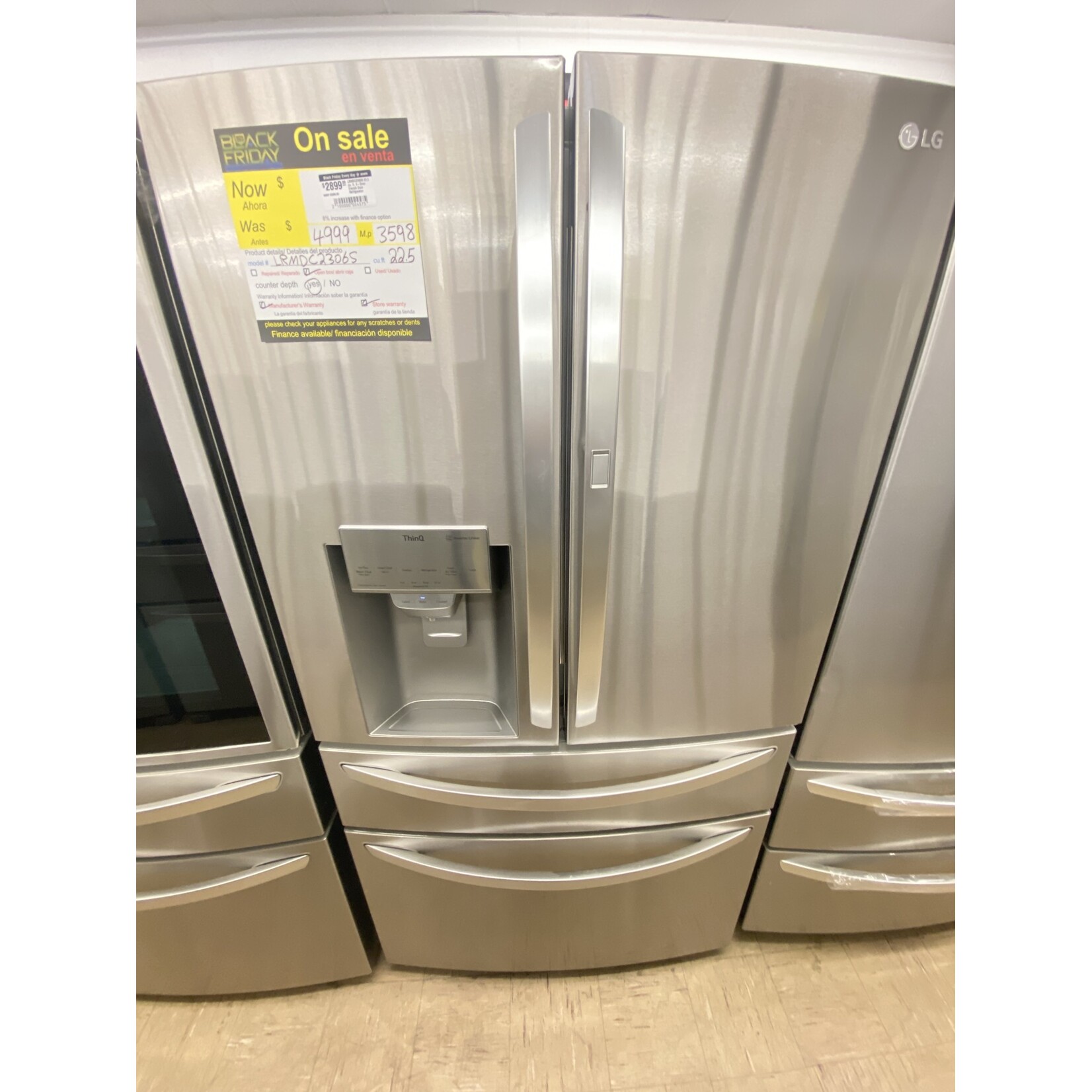 LG Electronics LRMDC2306S 22.5 cu. ft. 4-Door French Door Refrigerator Door-In-Door, Dual and Craft Ice in PrintProof Stainless, Counter Depth [one year cps warranty ]