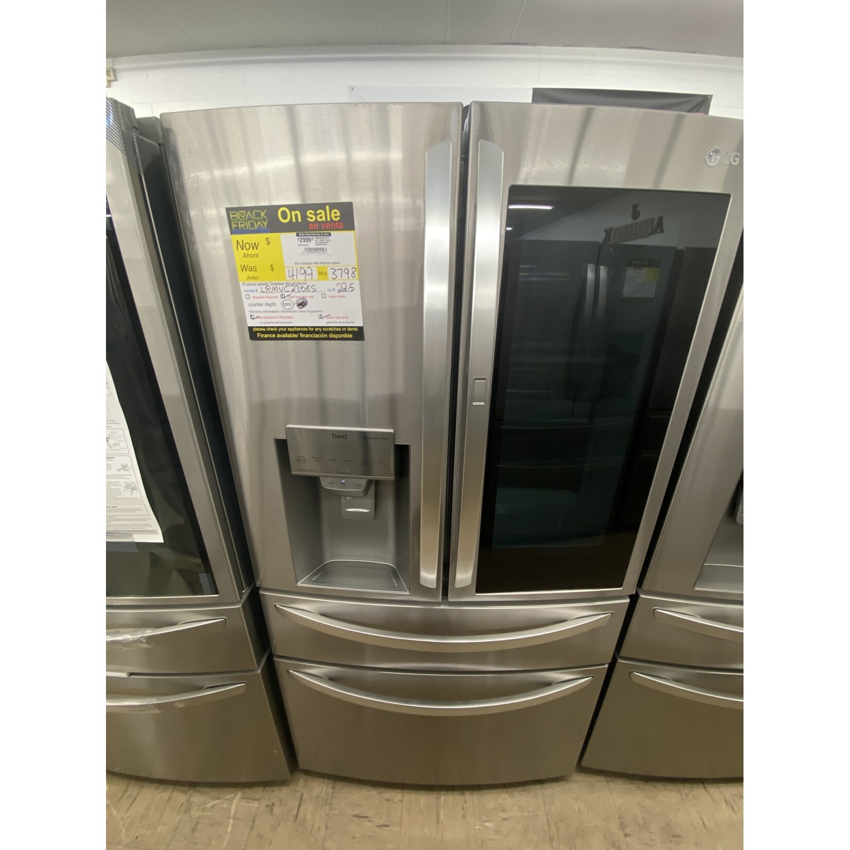 LG Electronics LRMVC2306S 23.cu. ft. Smart French Door Refrigerator InstaView Door-In-Door Dual and Craft Ice in PrintProof Stainless