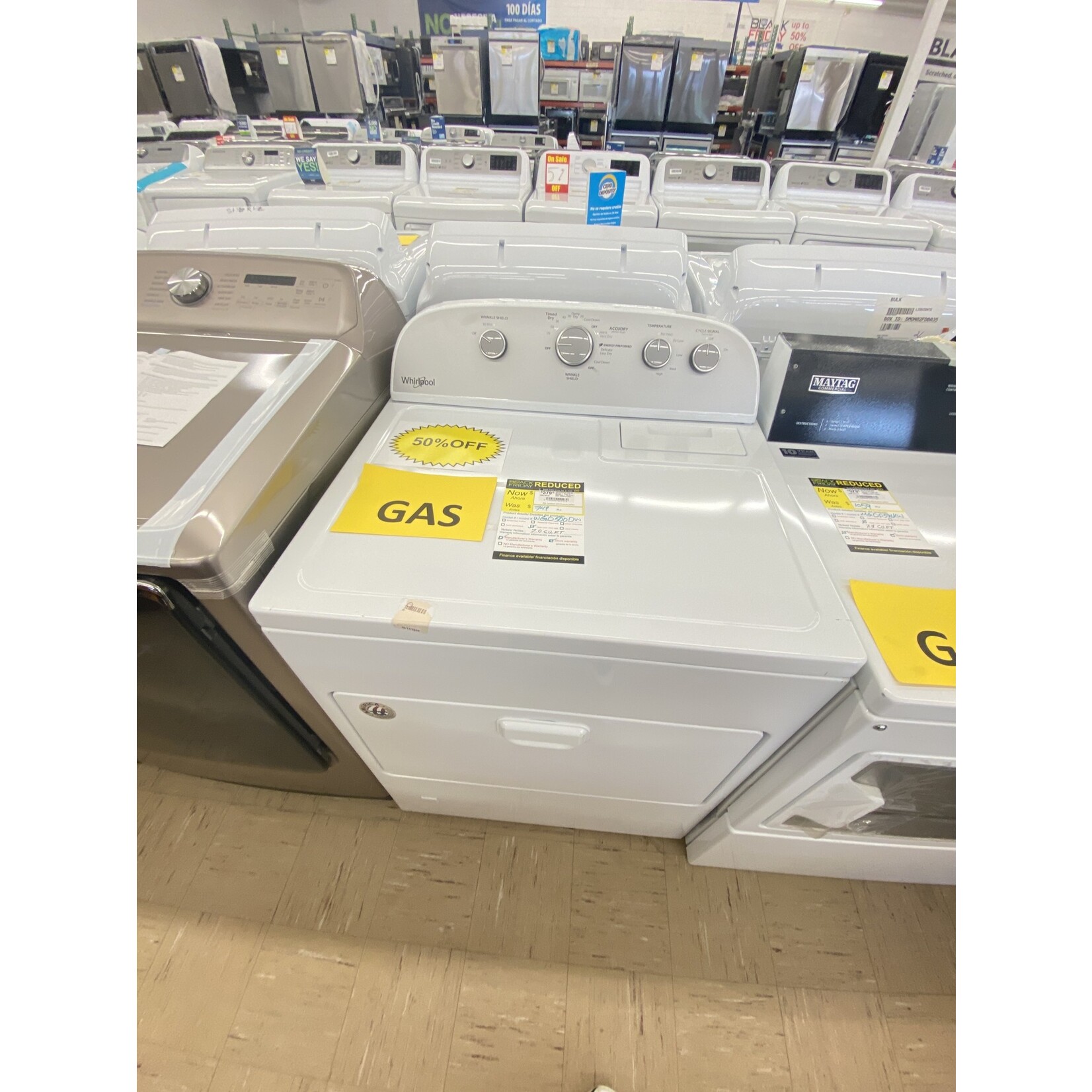 WGD5000DW WHR Air Vented - Dryer TL Matching - 7.0 CU FT, GAS, HAMPER DOOR, HE SENSOR D