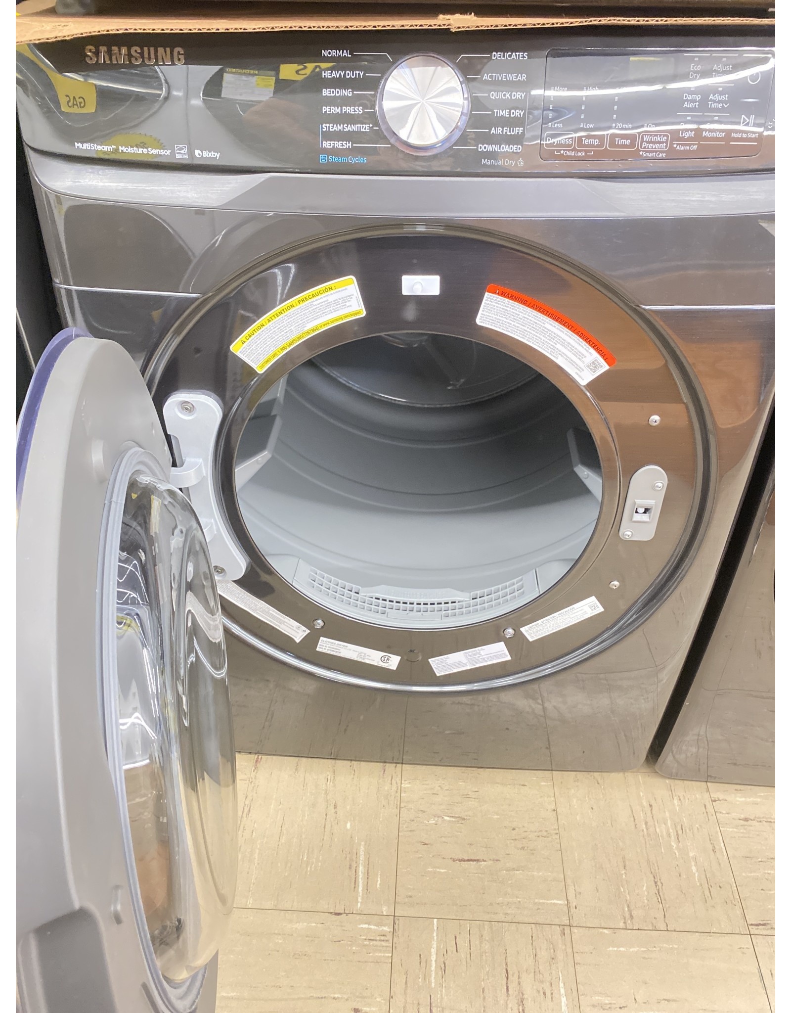 SAMSUNG DVG45R6300V 7.5 cu. ft. Fingerprint Resistant Black Stainless Gas Dryer with Steam Sanitize+