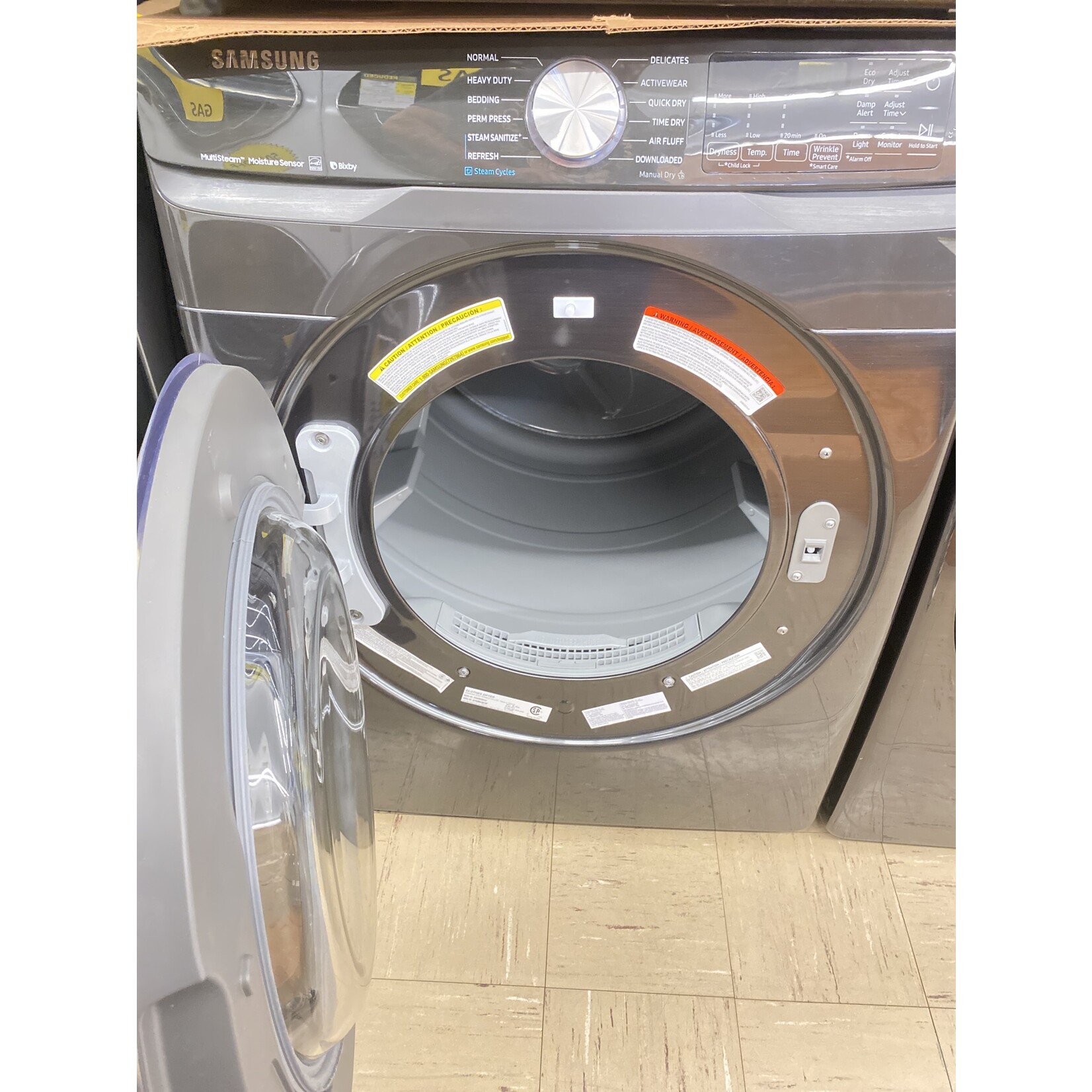 SAMSUNG DVG45R6300V 7.5 cu. ft. Fingerprint Resistant Black Stainless Gas Dryer with Steam Sanitize+