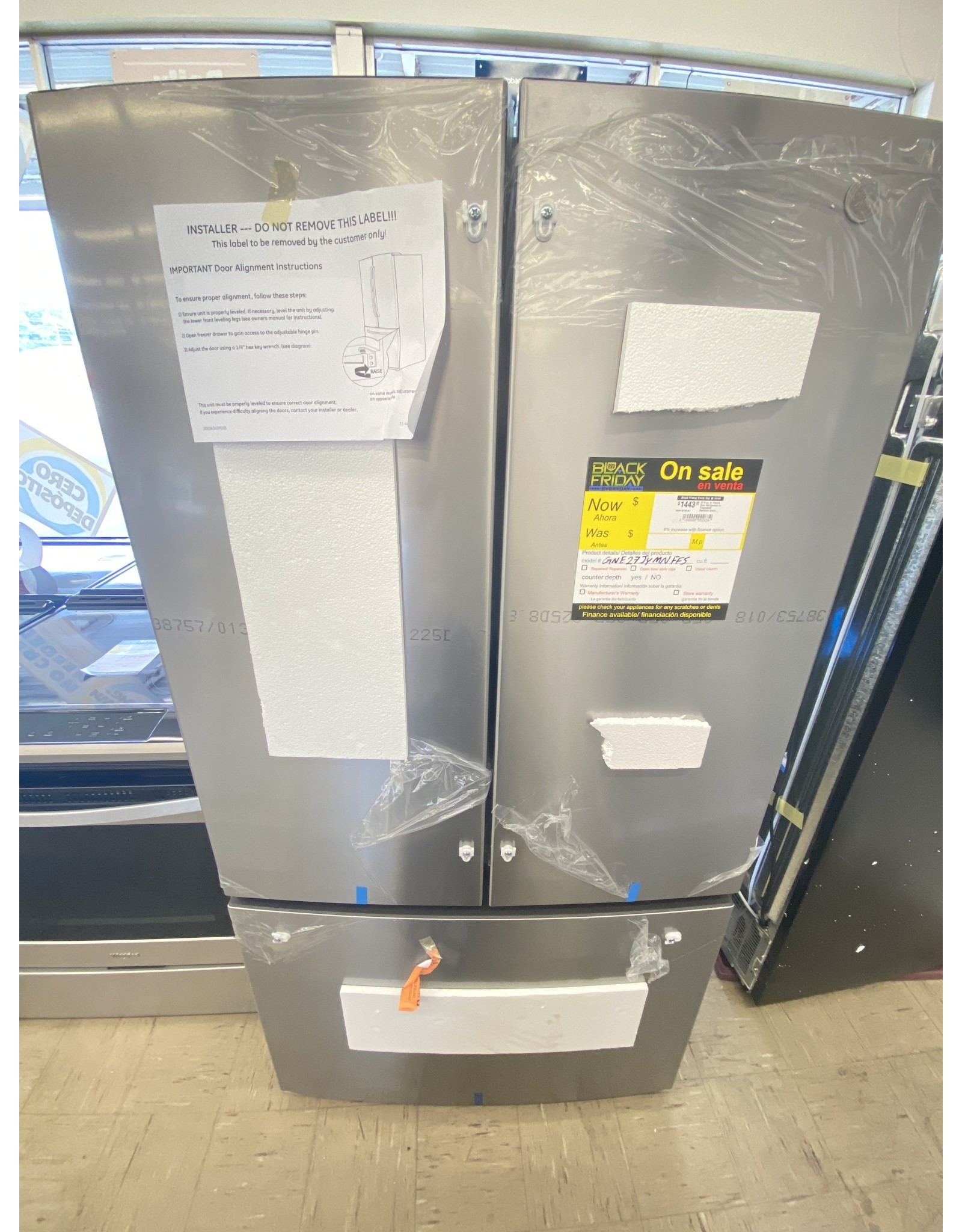 GE GNE27JYMFS 27.0 cu. ft. French Door Refrigerator in Fingerprint Resistant Stainless Steel, ENERGY STAR