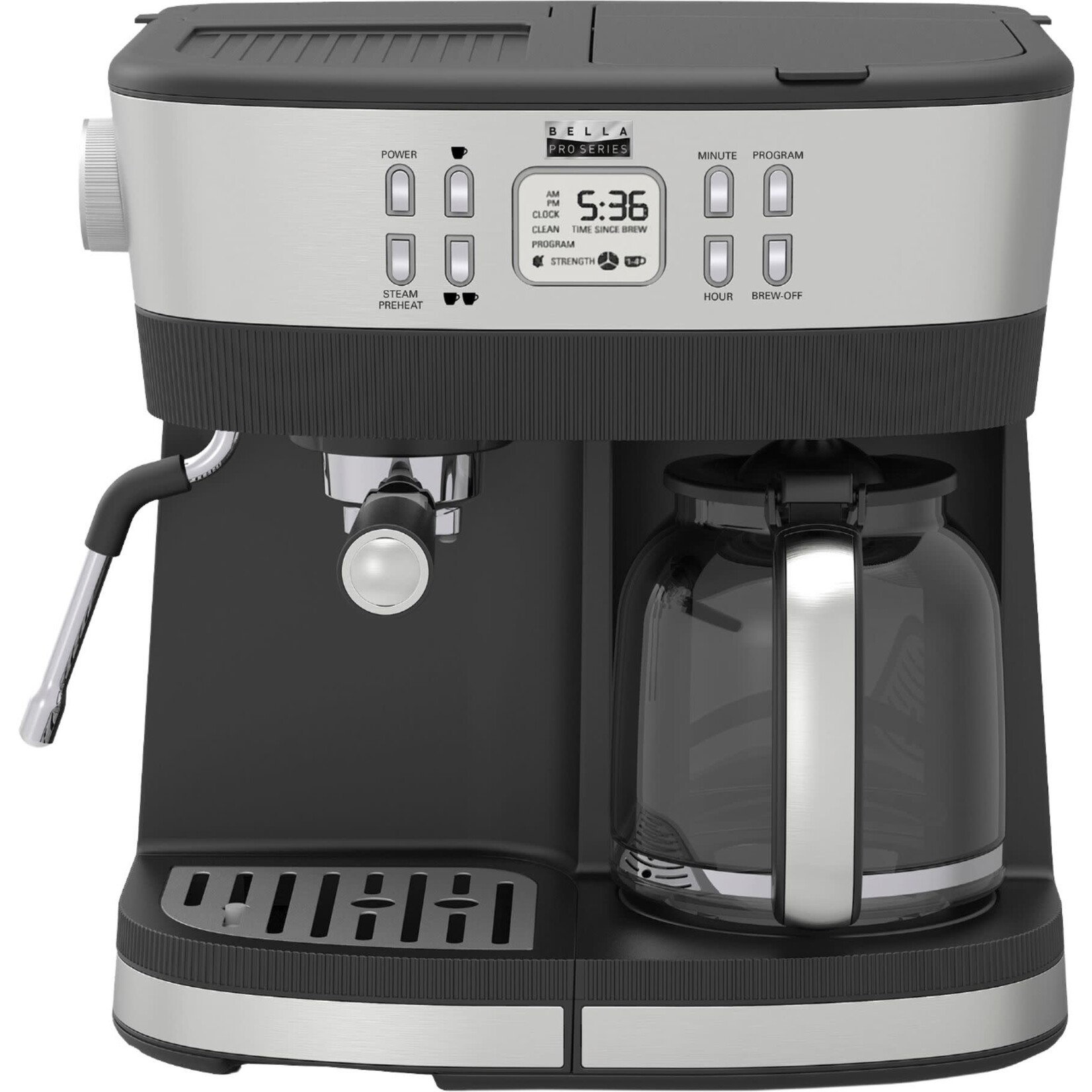 Bella Pro Series #90103 Bella Pro Series - Combo 19-Bar Espresso and 10-Cup Drip Coffee Maker - Stainless Steel