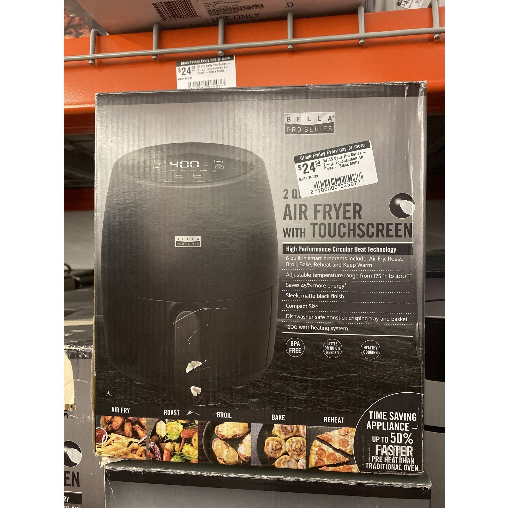 Bella Pro Series 90115 Bella Pro Series - 2-qt. Touchscreen Air Fryer - Black Matte