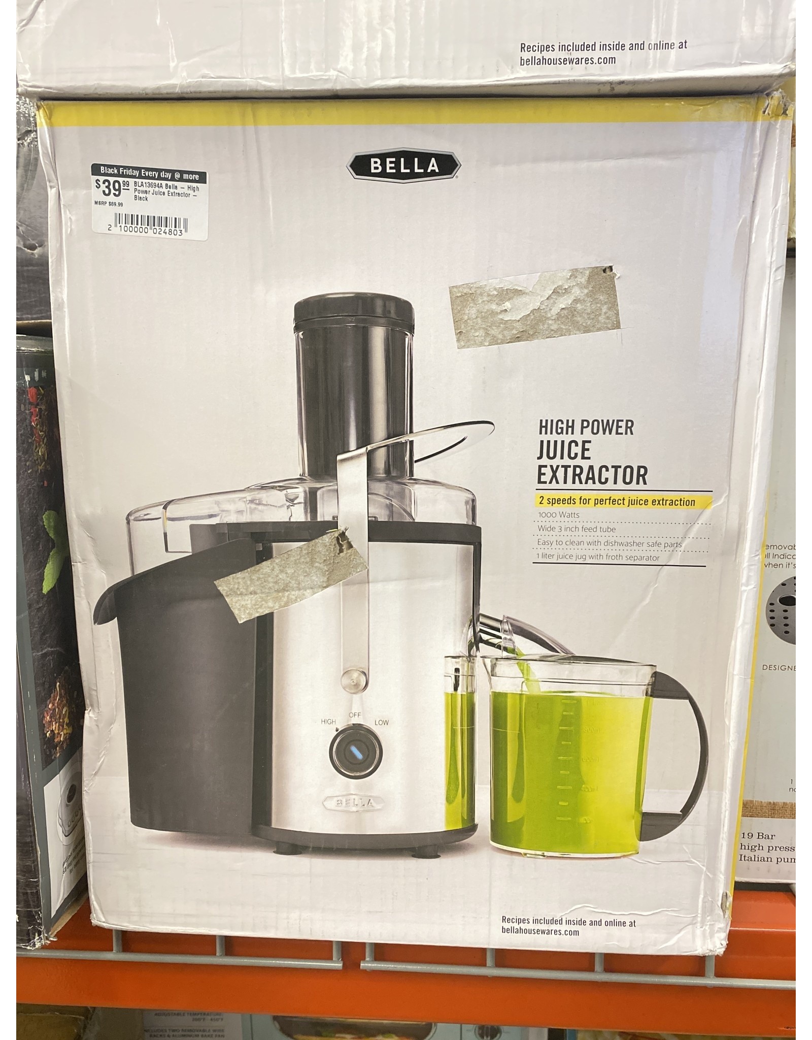 Bella pro BLA13694A Bella - High Power Juice Extractor - Black