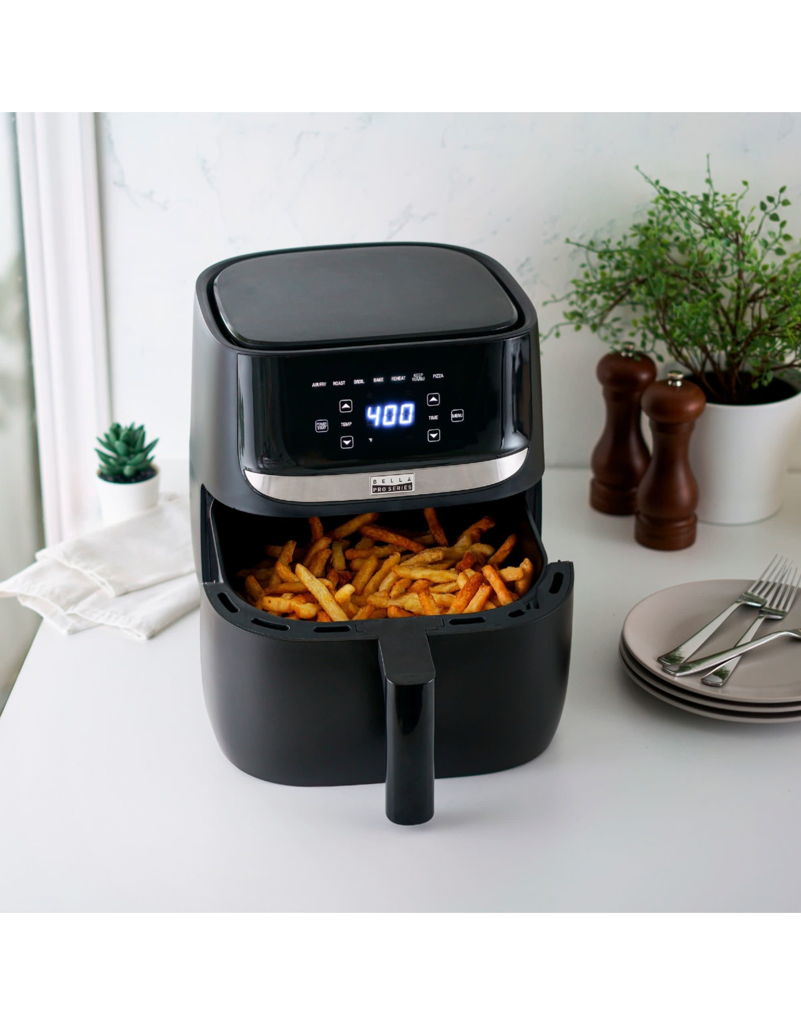 Bella Pro Series - 6-qt. Digital Air Fryer with Window - Black