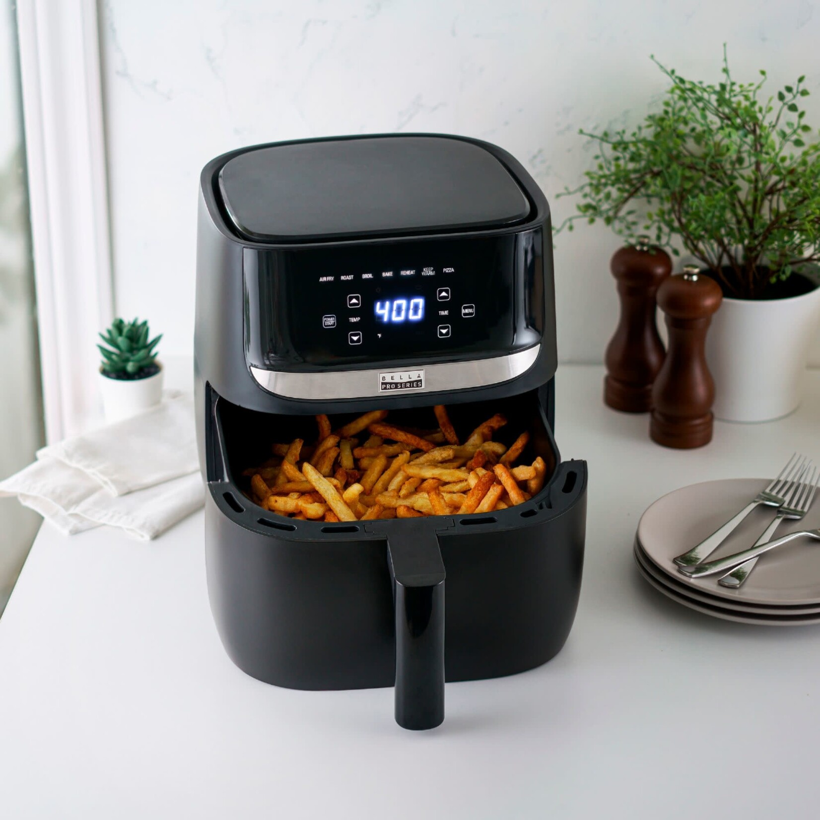 Bella Pro Series #90109 Bella Pro Series - 6-qt. Touchscreen Air Fryer - Black Matte