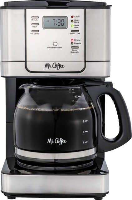2131084 Mr. Coffee 12 Cup Coffee Maker with Strong Brew Selector Stainless Steel Black Friday