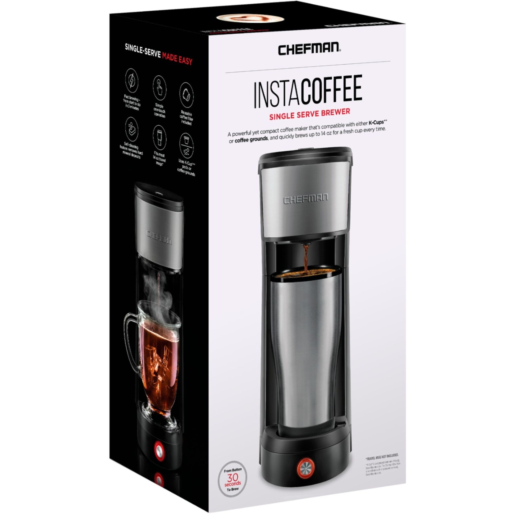 RJ14-UB CHEFMAN - InstaCoffee Single Serve K-Cup Pod Coffee Maker - Stainless Steel