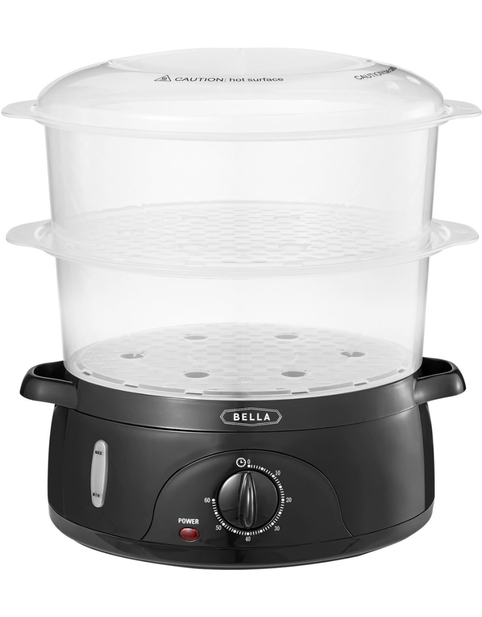 14831 Bella 9.5Qt. 3Tier Food Steamer Black/Clear Black Friday