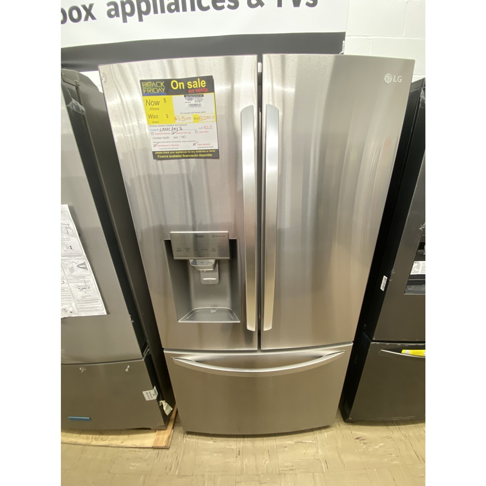 LG Electronics #LRFXC2416S 23.5 cu. ft. Smart French Door Refrigerator, Dual Ice Makers with Craft Ice in PrintProof Stainless Steel, Counter Depth