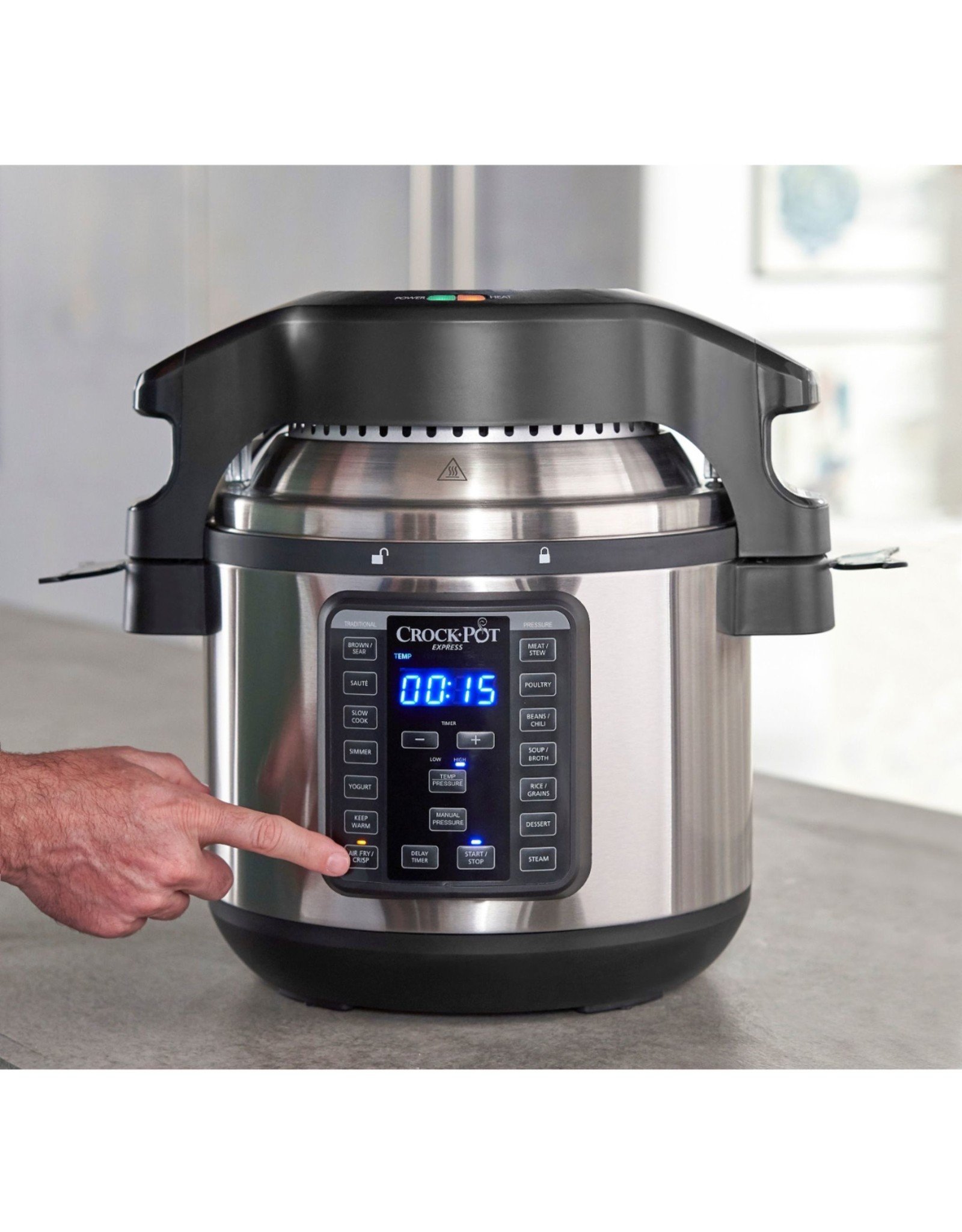 Crock-pot Crock-Pot - 8-Qt. Express Crock Programmable Slow Cooker and Pressure Cooker with Air Fryer Lid - Stainless Steel