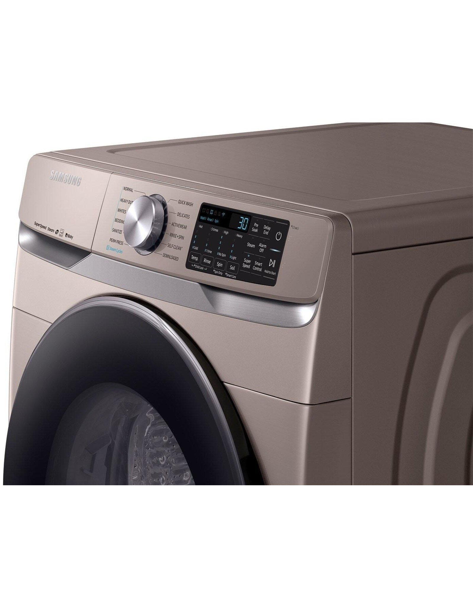SAMSUNG 4.5 cu. ft. High-Efficiency Champagne Front Load Washing Machine with Steam and Super Speed
