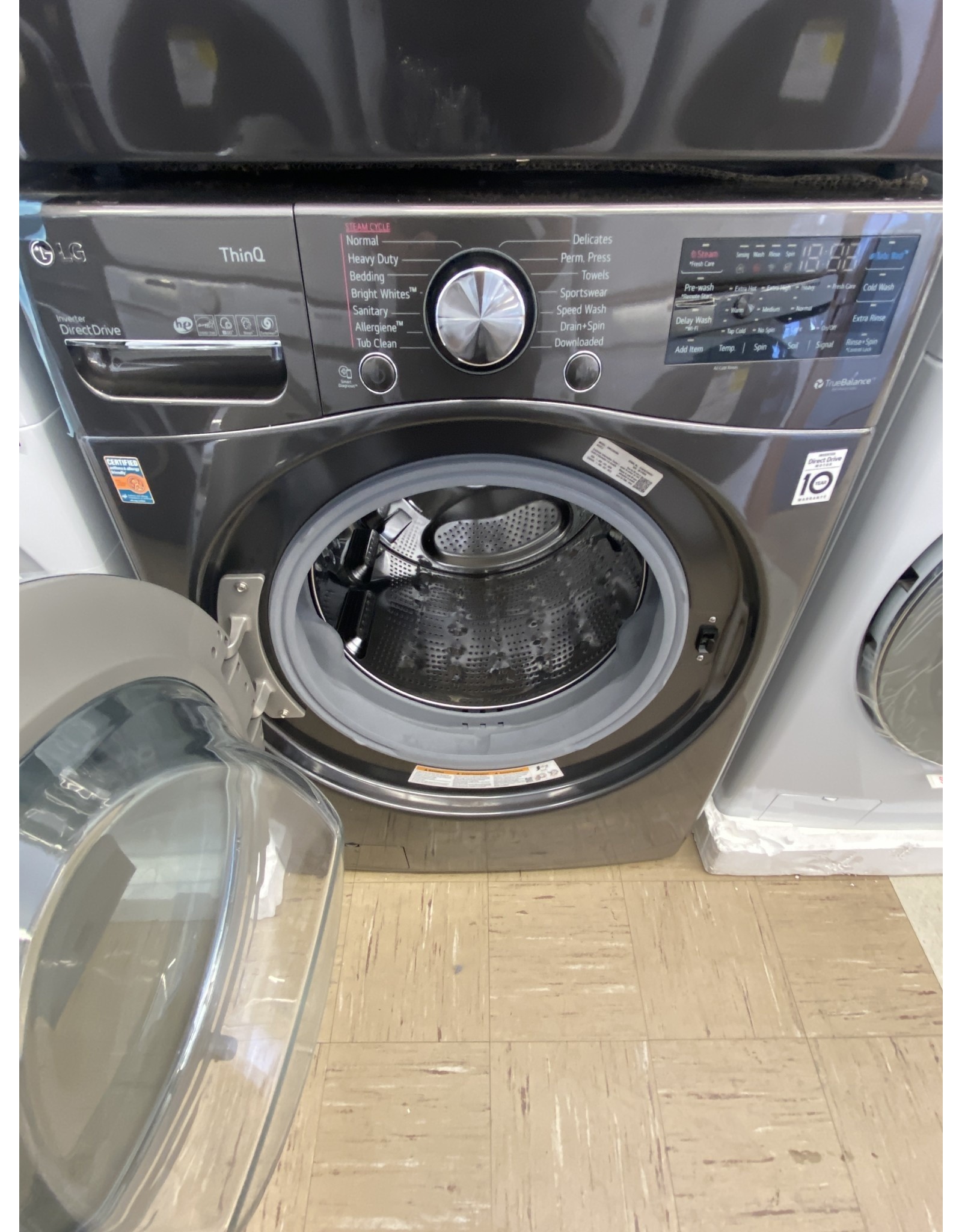 LG Electronics WM4200HBA 27 in. 5 .2cu. ft. Ultra Large Capacity Black Steel Front Load Washer with Turbo Wash Steam & Wi-Fi Connectivity